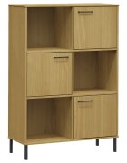 vidaXL Knižnica kovové nohy hnedá 90x35x1285 cm masívne drevo OSLO
