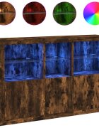 vidaXL Komoda s LED svetlami dymový dub 162x37x100 cm