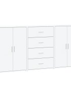 vidaXL Komody 3 ks biele 60x31x84 cm kompozitné drevo