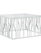 vidaXL Konferenčný stolík 100x100x50 cm nehrdzavejúca oceľ a sklo