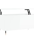 vidaXL Konferenčný stolík lesklý biely 90x445x45 cm spracované drevo