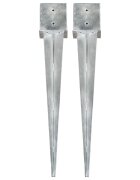 vidaXL Kotviace hroty 2 ks strieborné 14x14x91 cm pozinkovaná oceľ