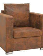 vidaXL Kreslo hnedé 82x73x82 cm umelá semišová koža