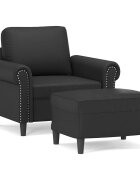 vidaXL Kreslo s podnožkou čierna 60 cm umelá koža