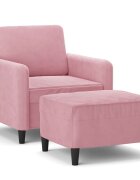 vidaXL Kreslo s podnožkou ružové 60 cm zamat