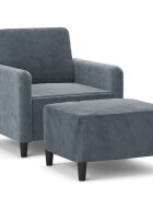 vidaXL Kreslo s podnožkou tmavosivé 60 cm zamat