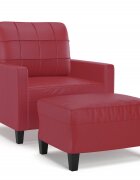 vidaXL Kreslo s podnožkou vínovo-červené 60 cm umelá koža