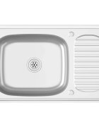 vidaXL Kuchynský drez s odkvapkávačom strieborný 800x500x155 mm oceľ