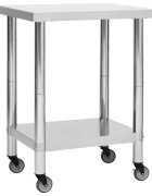 vidaXL Kuchynský pracovný stôl s kolieskami 80x30x85 cm nerezový