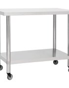 vidaXL Kuchynský pracovný stôl s kolieskami 80x60x85 cm nerezový