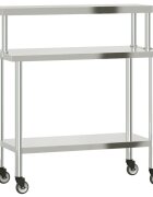 vidaXL Kuchynský pracovný stôl s policou 110x55x120 cm nehrdzav. oceľ