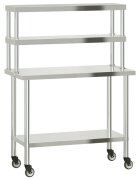 vidaXL Kuchynský pracovný stôl s policou 110x55x150 cm nehrdzav. oceľ