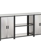 vidaXL Kuchynský úložný set HATTEM 3 ks Strieborná 210 x 50 x 92 cm