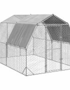 vidaXL Kurací výbeh so strechou 25x4x225 m Pozinkovaná oceľ