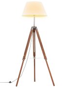 vidaXL Lampa na statíve medovo-hnedá a biela 141 cm teakový masív