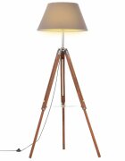 vidaXL Lampa na statíve medovo-hnedá a sivá 141 cm teakový masív