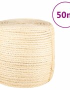 vidaXL Lano 100% sisal 8 mm 50 m