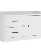 vidaXL Lavica do predsiene SANDNES biela 87x40x50 cm borovicový masív