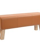 vidaXL lavička 110 x 30 x 45 cm Skutočná koža Hnedá