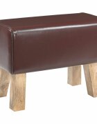 vidaXL lavička 60 x 30 x 45 cm Skutočná koža Tmavohnedá