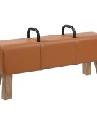 vidaXL lavička Hnedá 110 x 30 x 45 cm Skutočná koža