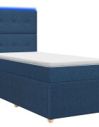 vidaXL LED boxspring posteľ s matracom Modrá 90 x 190 cm Látka
