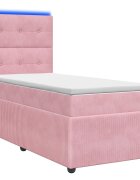 vidaXL LED boxspring posteľ s matracom Ružová 100 x 200 cm Zamat