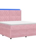 vidaXL LED boxspring posteľ s matracom Ružová 140 x 190 cm Zamat