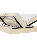 vidaXL LED úložná posteľ s matracom Krémová 180 x 200 cm Látka