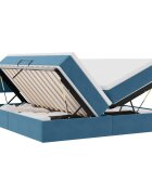 vidaXL LED úložná posteľ s matracom Tmavomodrá 200 x 200 cm Zamat