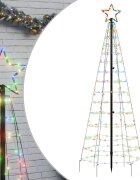 vidaXL LED vianočný stromček s hrotmi 220 LED farebné 180 cm
