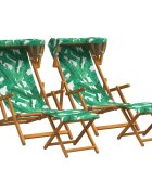 vidaXL Lehátko 4 pcs 3 Poloha Masívne eukalyptové drevo Vzor s listami