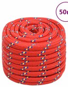 vidaXL Lodné lano červené 20 mm 50 m polypropylén