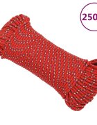 vidaXL Lodné lano červené 4 mm 250 m polypropylén