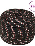 vidaXL Lodné lano čierne 12 mm 25 m polypropylén