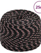 vidaXL Lodné lano čierne 6 mm 25 m polypropylén