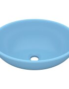 vidaXL Luxusné oválne umývadlo matné bledomodré 40x33 cm keramické