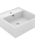 vidaXL Luxusné štvorcové umývadlo s prepadom matné biele 41x41 cm keramika