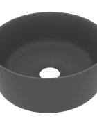 vidaXL Luxusné umývadlo okrúhle matné tmavosivé 40x15 cm keramika