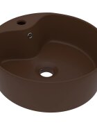 vidaXL Luxusné umývadlo prepad matné tmavohnedé 36x13 cm keramika