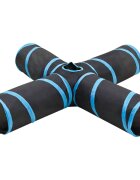 vidaXL Mačací tunel 4-cestný čierno-modrý 132 cm polyester