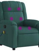 vidaXL Masážne kreslo s polohovacím mechanizmom tmavozelené látkové