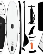 vidaXL Nafukovací Stand up paddleboard s plachtou čierno biely
