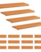 vidaXL Nášľapy na schody 16 ks 100 x 25 x 2 cm Svetlohnedá