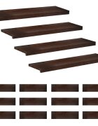 vidaXL Nášľapy na schody 16 ks 100 x 30 x 2 cm Tmavohnedá