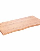 vidaXL Nástenná polica bledohnedá 100x50x(2-4)cm ošetrený masívny dub