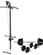 vidaXL Nástenná posilňovacia veža s činkami barbell a dumbbell 605 kg