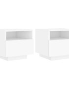 vidaXL Nočné stolíky s LED svetlami 2 ks biele 40x39x37 cm