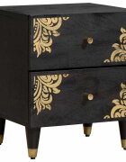 vidaXL Nočný stolík Čierna 40 x 33 x 46 cm Masívne mango drevo