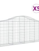 vidaXL Oblúkové gabionové koše 5 ks 200x30x80/100cm pozinkované železo